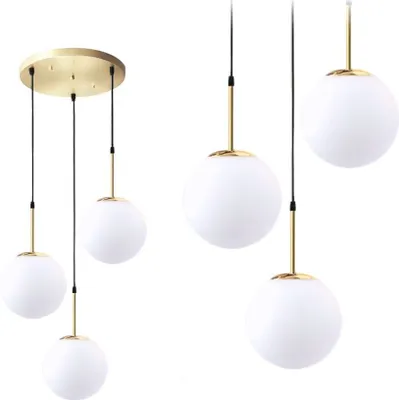 Produktbild von tooLight Pendellampe App656-3Cpr Glas Kugel Gold 3-Lichtquelle E27 20X48X40-130Cm Einstellbar