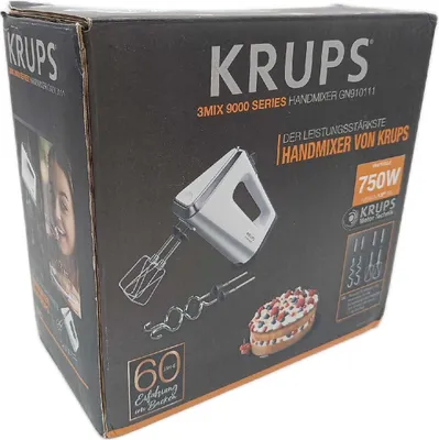 Produktbild von Krups 3Mix 9000, Handmixer, Weiß, Kneten, Schlagen, Mixen, 750 W, 171 mm, 96 mm