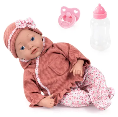 Imagen del producto de Bayer Design 93827AI, muñeca bebé "Reborn", muy realista, con chupete y biberón, 38 cm
