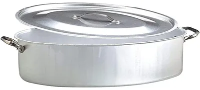 Ovale Kochpfanne mit Deckel, Alu, Edelstahlgriffe, 50x36x17,5 cm