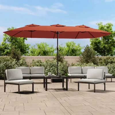 Zdjęcie produktu dla The Living Store Podwójny parasol z diodami LED Terakota 449x245 cm