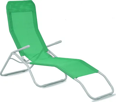 Produktbild von AGA SIESTA Gartenliege, Gelb Grün, aus Metall und Textilene (100% Polyester), 142x58x99 cm, klappbar, 2-fach verstellbar, wetterfest, wasserabweisend, bis 120 kg, ganzjährig nutzbar