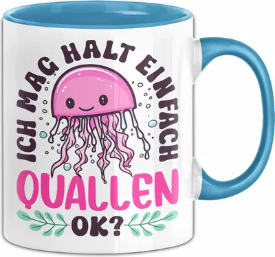 Produktbild von Quallen-Liebhaber Tasse Geschenk Ich Mag Halt Einfach Quallen Ok Geschenkidee Geburtstag Kaffee-Becher (Blau)
