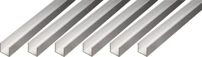 Immagine prodotto di Alberts 498474 Profilo a U, alluminio, naturale, 1000 x 20 x 10 mm, set da 6