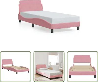 Obrázek produktu pro The Living Store Rám postele s čelem růžový 90x200 cm sametový