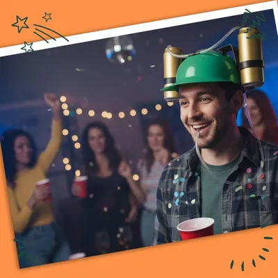 Image de Chapeau pour boire de la bière - Accessoire de fête mains libres