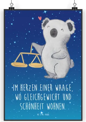 Produktbild von Mr. & Mrs. Panda Bild Waage Astrologie DIN A4 - Sternenhimmel Blau - Geschenk, Geburtstagsgeschenk, Kunstdruck, Sternzeichen, Tierkreiszeichen, wanddeko, Wanddekoration