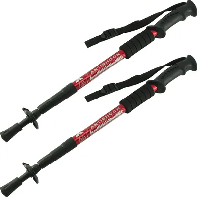 Produktbild von MidGard Teleskop Nordic Walking Stöcke, 50 -110 cm höhenverstellbar, Antischock Dämpfung, Wanderstöcke Rot 2 Stk.