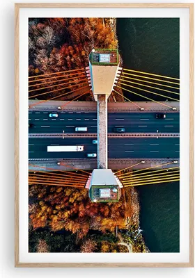 Produktbild von Gerahmtes Poster - Rahmen in heller Eiche - Brücke Siekierkowski Warschau - 61x91,5 cm - Wand Bild - Wanddeko - Wandbilder - Kunstposter - Wandposter - Bilderrahmen - Bilder - P2NPA61x91-4663