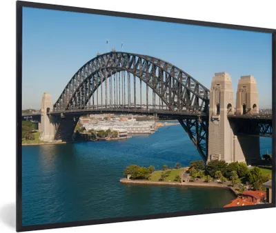 Produktbild von MuchoWow® Gerahmtes Poster Sydney Harbour Bridge in Australien im Sommer 90x60 cm - Poster mit Schwarzem Bilderrahmen Wandposter Rahmen Foto Bilder - Fotorahmen - Foto-Plakat