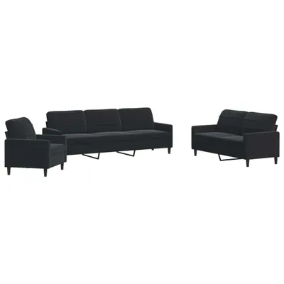 Zdjęcie produktu dla vidaXL 4-częściowa sofa z poduszkami czarny aksamit