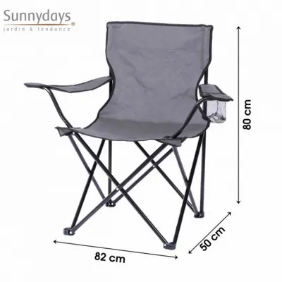 Produktbild von Sunnydays Campingstuhl Klappstuhl Armlehnstuhl Faltstuhl 25238 grau