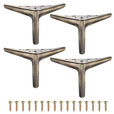 Image de Elzusha - Lot de 4 pieds de meubles en métal, 12 cm - Design triangulaire robuste pour projets de bricolage