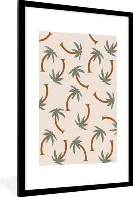 Produktbild von MuchoWow® MuchoWow® Gerahmtes Poster Palme - Pastell - Muster 60x90 cm - Poster mit zchwarzem Bilderrahmen - Dekoration - Wandposter Wohnzimmer - Hochwertig