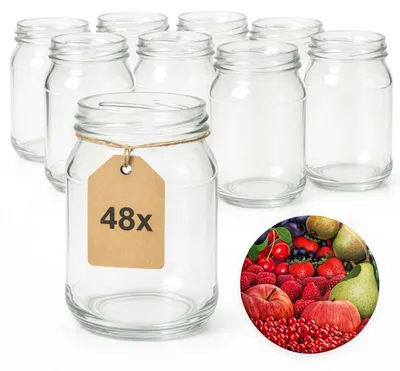 Produktbild von ART TWIST HOME Einmachgläser mit Schraubdeckel 48x 500 ml – Vorratsgläser Glasbehälter Vielseitige Robuste aus Dickem Glas - perfekt für Marmeladen Honig Säfte Gurken Konfitüren und Vorratshaltung