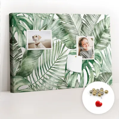 Imagen del producto de Tablero de corcho con chinchetas - Panel con chinchetas para fotografías y notas - 60x40 cm - 100 chinchetas metálicas