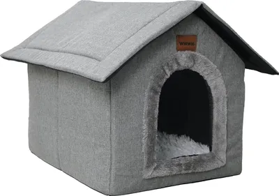Produktbild von Katzenhaus mit Plüschkissen - Zusammenklappbar und Weich für einen Bequemen Ruheplatz
