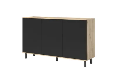 Produktbild von Kommode 3-Türig, Aufbewahrungsschrank, Sideboard, 150 cm, Artisan/Schwarz, Loft-Design, "Masimo"