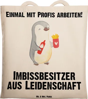 Produktbild von Mr. & Mrs. Panda canvas tasche Imbissbesitzer Leidenschaft - Transparent - Geschenk, Spruch, Witzig, Beutel, Lustig, Imbissverkäufer, Einkaufstasche, Pommesliebe, Uni