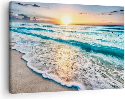 Produktbild von Bild auf Leinwand - Leinwandbild - Meer Welle Strand - 70x50cm - Wand Bild - Wanddeko - Wandbilder - Leinwanddruck - Bilder - Kunstdruck - Wanddekoration - Leinwand bilder - Wandkunst - AA70x50-3621