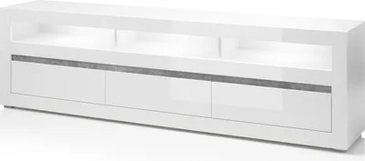 Produktbild von Großes Lowboard Carat - Weiß Hochglanz mit Unterbaubeleuchtung