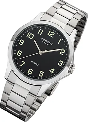 Produktbild von REGENT 1152411 Herrenuhr 39 mm Schwarz Silber Metall 5 BAR