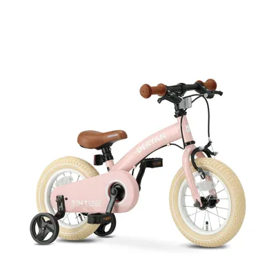 Zdjęcie produktu dla Rower dziecięcy Deryan Luxe 12 cali - 3 w 1 - Rower biegowy - Różowy