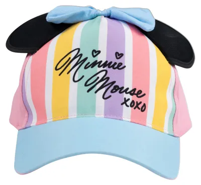 Produktbild von Disney Minnie Mouse Kappe mit Ohren & Schleife für Mädchen - Kinder Cap Basecap Baseballkappe verstellbar Rosa/Blau