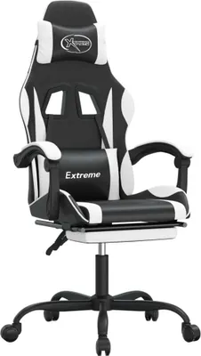 Immagine prodotto di vidaXL Sedia da gioco con poggiapiedi girevole in ecopelle bianca e nera