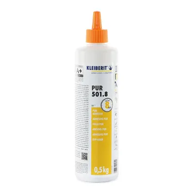 Produktbild von KLEIBERIT 501.8 1K PUR Holzleim 0,5 kg Flasche – D4 Klebstoff mit verlängerter offener Zeit für Fenster, Türen, Holz & Bauwerkstoffe