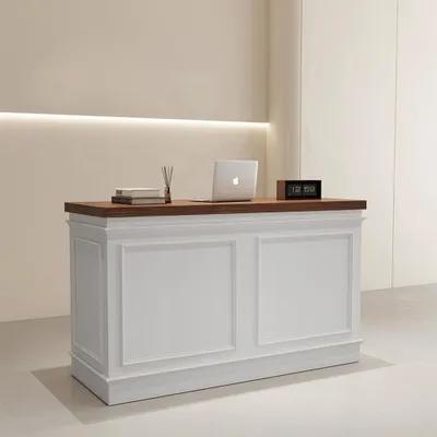 Produktbild von Empfangstisch Kasse Theke Restaurant Kasse Verkaufstisch Ladentisch Weiß 180*60*100cm 【FXBG 180】
