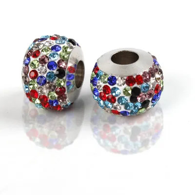 Image de Spacer Charm gros trous perles rondes perles de stass scintillantes 12 mm, 10 pièces, multicolore