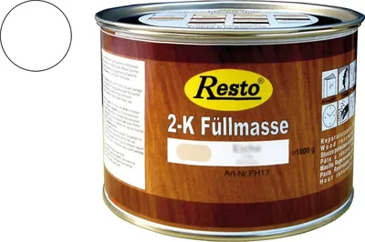 Produktbild von Resto 2K Füllmasse 500g weiß, 2K Spachtel, Holzkitt, Holzspachtel auf Polyesterbasis, schnell trocknend, beizbar, überstreichbar