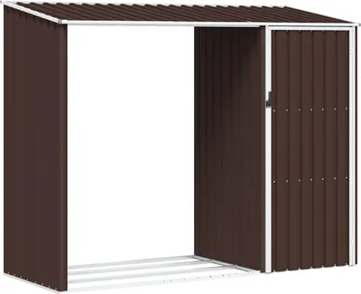 Zdjęcie produktu dla vidaXL Schowek na drewno opałowe ogrodowy brązowy 245x98x159 cm stal ocynkowana