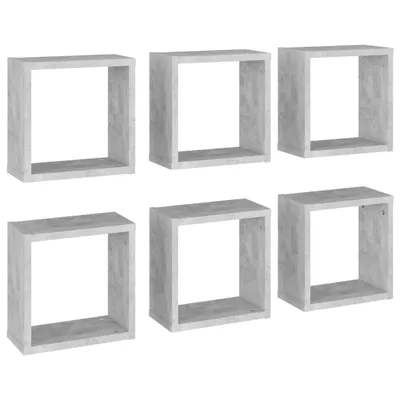 Productafbeelding van Wandschappen kubus 6 st 30x15x30 cm betongrijs