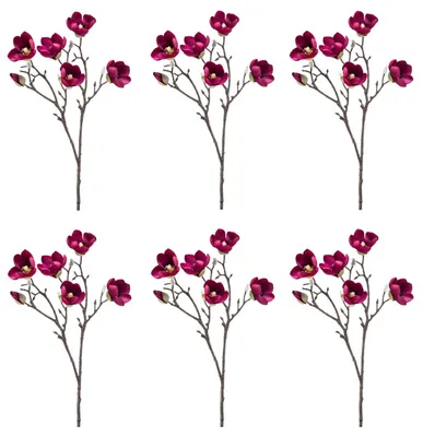 Produktbild von 6er Set künstliche Magnolien mit 5 Blüten pink  H. 65cm Emerald Kunstblumen