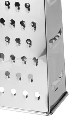 Productafbeelding van Unyqoos® Vierkantige rasp van roestvrij staal (20 cm) – compacte keukenrasp voor het raspen van groenten en kaas, vaatwasmachinebestendig, met ophangoog