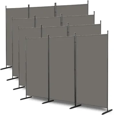Immagine prodotto di Set di 4 pannelli divisori pieghevoli, paravento, 260x180 cm, grigio