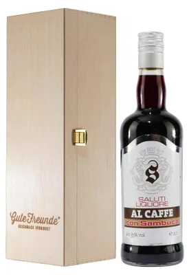 Produktbild von Saluti Liquore al Caffe con Sambuca mit Geschenk-HK