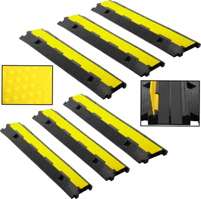 Obrázek produktu pro Jayseuw 6 kusů kabelové mostní rampy 100cm drive-over kabelové rampy kabelové nákladní/osobní 2 kanálové