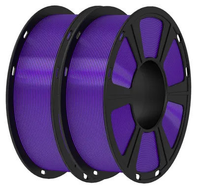 Produktbild von PETG-Filament - 3D-Drucker-Filament - 2 kg - 1,75 mm - 343 m - Für FDM-Drucker - 2 violette Spulen