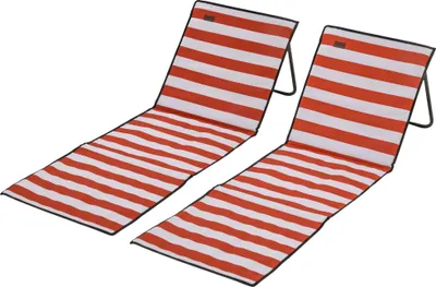 Produktbild von Strandliege, klappbar, verstellbare Rücklehne, Seitentasche, weiche Polsterung, Stahlrahmen, Rot, 142x51x40cm