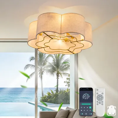 Zdjęcie produktu dla Wentylator sufitowy Abrihome, 19 cali, z oświetleniem LED, pilotem, sterowaniem przez aplikację, 6 stopni prędkości, funkcja zmiany kierunku, kolor miedziany