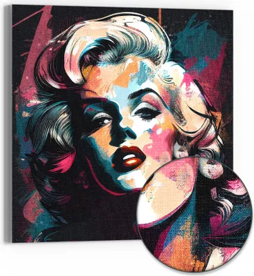 Produktbild von DEQOART Hybrid Leinwand Bild 50x50 cm 'Ikonischer Stilglanz' Wandbild Glas flach modern