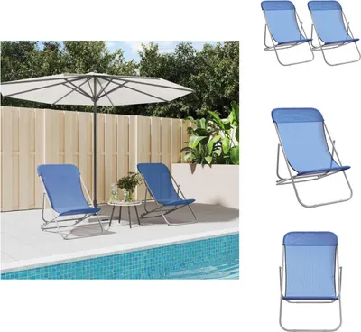 Produktbild von vidaXL Strandstühle 2 Stk. Blau Textilene & Pulverbeschichteter Stahl -  Sonnenliegen