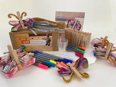Produktbild von KinderGeburtstag-Set "Farbentdecker" mit dem Chromatographie-Schmetterling, Forschen und experimentieren mit myExperimentSet, 10 Kinder