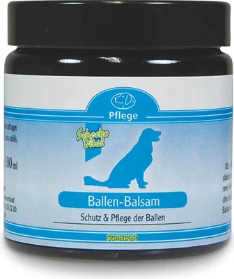 A product shot of a jar of dog paw balm.