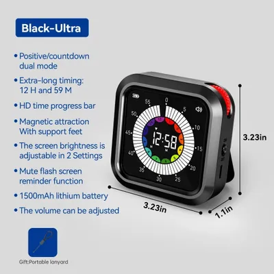 Produktbild von Rainbow-Timer X-JSQ817C-01, digitaler Timer mit Farbverlauf, für Lernen, Küche, Backen und Fitness – einstellbare Zeit