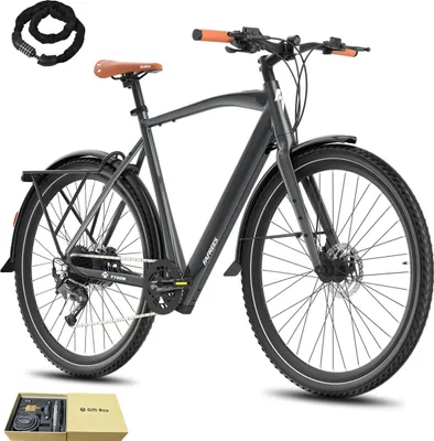 Produktbild von E-Bike MTB 28 Zoll 175 -210 cm Rostfreie Aluminiumlegierung bis zu 100 km Trekking E-Bike Wasserdicht IPX4 mit Shimano 9 Gang, Grau