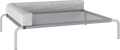 Produktbild von Hundeliege Outdoor, Erhöhtes Hundebett für Mittelgroße Hunde, mit L-förmige Kissen 110x75x30cm, Hellgrau